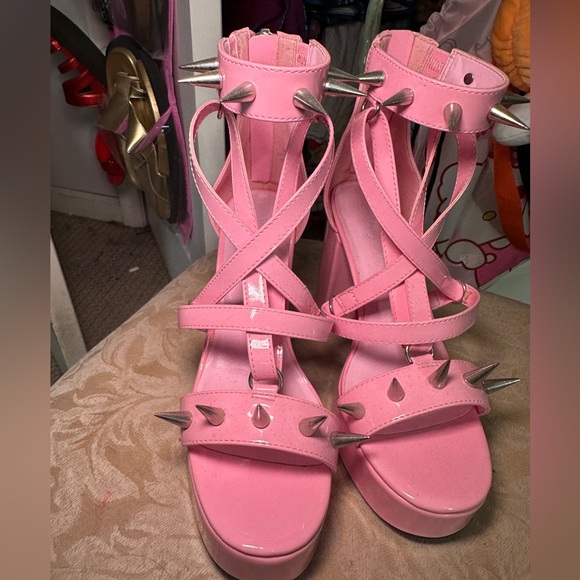 WIDOW dollskill pink Strappy Spiked Sandals - Picture 2 of 11
